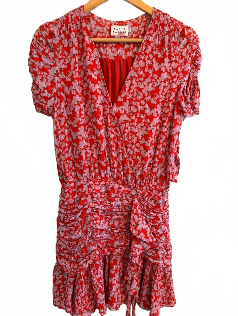 Womens Tanya Taylor Floral Red Dress Sz 6